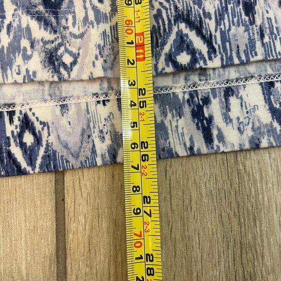 Pure Jill Pima Cotton High Low Tee Blue Ikat Print Short Sleeve Top XL - Picture 6 of 6